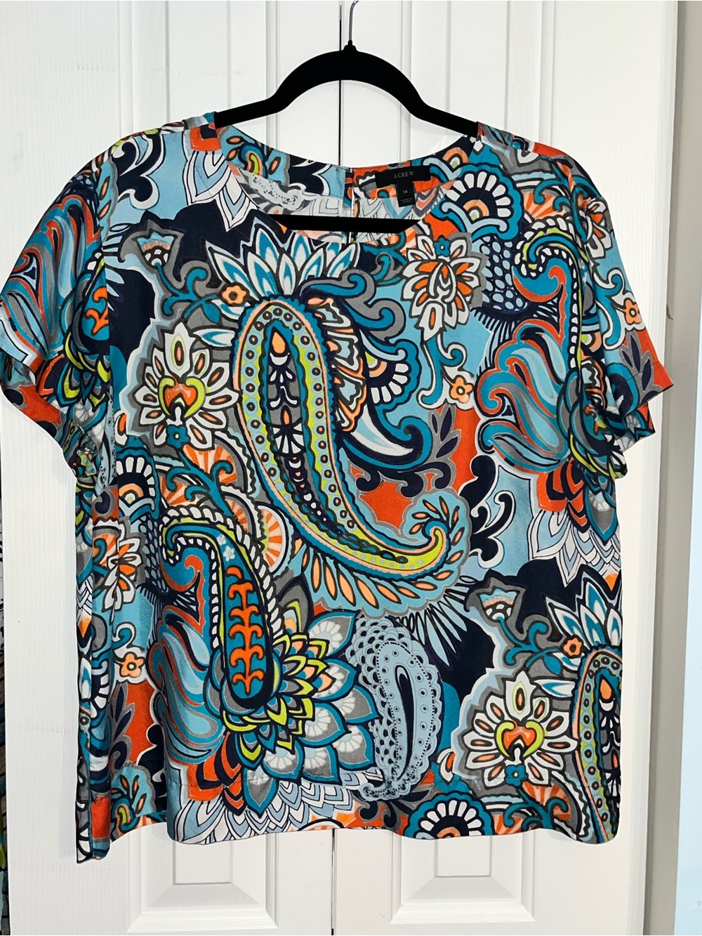 Women's Silk Paisley Print Short Sleeve Top - Multicolor by J.Crew